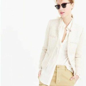 J.Crew Metallic Champagne Tweed Jacket (Petite 00) | Cream & Gold